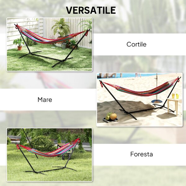 VivaGarden Amaca da Giardino Autoportante con Supporto Altezza Regolabile e Borsa di Trasporto 310x117x105 cm colore Rosso
