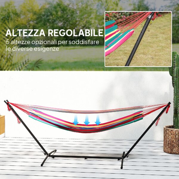 VivaGarden Amaca da Giardino Autoportante con Supporto Altezza Regolabile e Borsa di Trasporto 310x117x105 cm colore Rosso