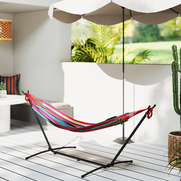 VivaGarden Amaca da Giardino Autoportante con Supporto Altezza Regolabile e Borsa di Trasporto 310x117x105 cm colore Rosso