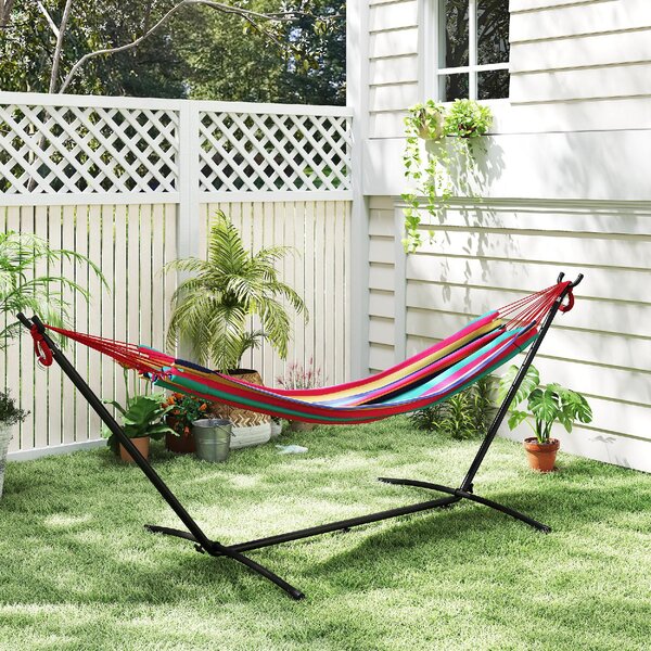 VivaGarden Amaca da Giardino Autoportante con Supporto Altezza Regolabile e Borsa di Trasporto 310x117x105 cm colore Rosso