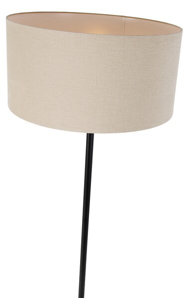 Lampada da terra nera con paralume marrone chiaro 50 cm - Simplo