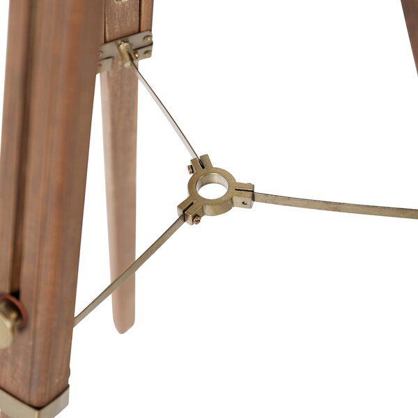 Lampada da terra a treppiede industriale bronzo con legno - Mangoes