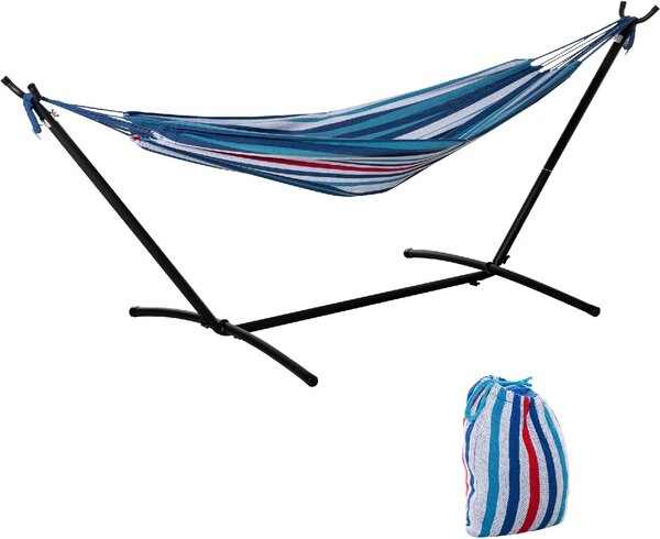 VivaGarden Amaca da Giardino Autoportante con Supporto Altezza Regolabile e Borsa di Trasporto 310x117x105 cm colore Multicolore