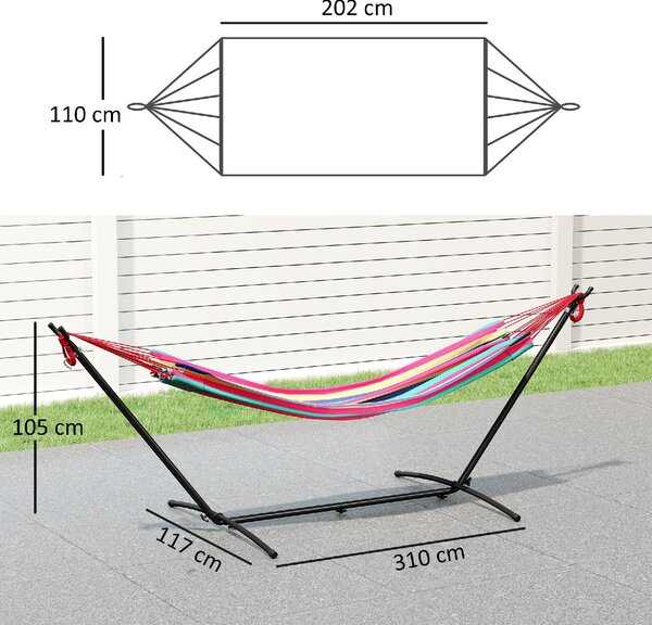 VivaGarden Amaca da Giardino Autoportante con Supporto Altezza Regolabile e Borsa di Trasporto 310x117x105 cm colore Rosso