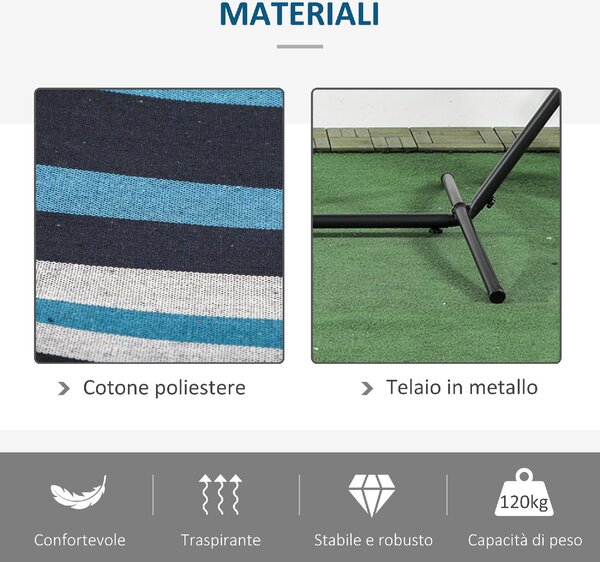 VivaGarden Amaca da Giardino Autoportante con Supporto Altezza Regolabile e Borsa di Trasporto 310x117x105 cm colore Multicolore