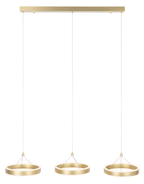 Lampada a sospensione in ottone rettangolare incl. LED dimmerabile a 3 livelli 3 luci - Lyani