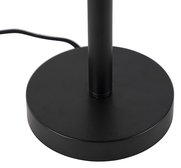 Lampada da tavolo moderna nera con paralume in lino grigio chiaro 35 cm - Simplo