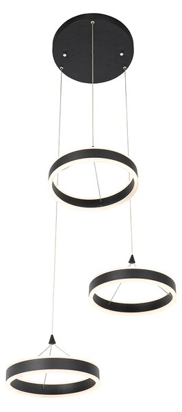 Lampada a sospensione nera rotonda con LED dimmerabile a 3 livelli 3 luci - Lyani