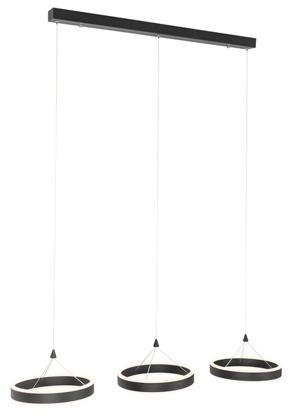 Lampada a sospensione nera oblunga incl. LED dimmerabile a 3 livelli 3 luci - Lyani