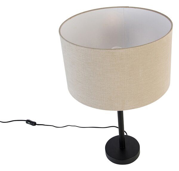 Lampada da tavolo moderna nera con paralume bouclé marrone chiaro 35 cm - Simplo