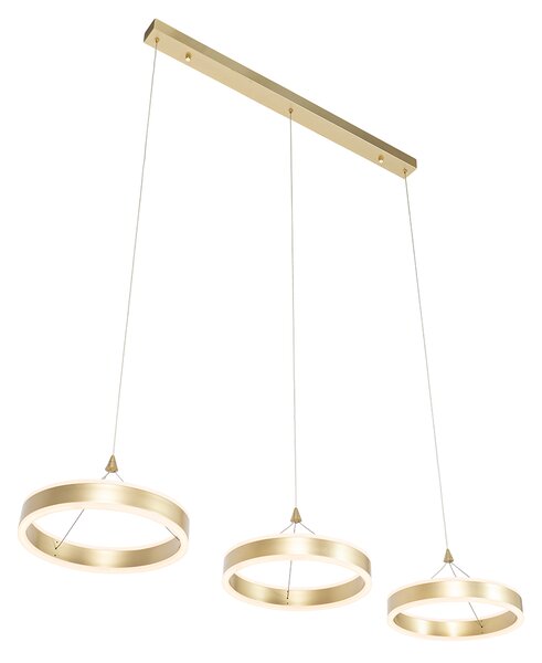 Lampada a sospensione in ottone rettangolare incl. LED dimmerabile a 3 livelli 3 luci - Lyani