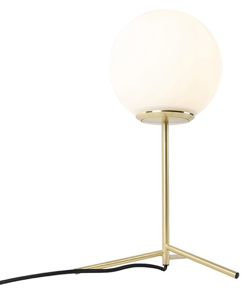 Lampada da tavolo Art Déco in ottone con vetro opalino 45,5 cm - Pallon