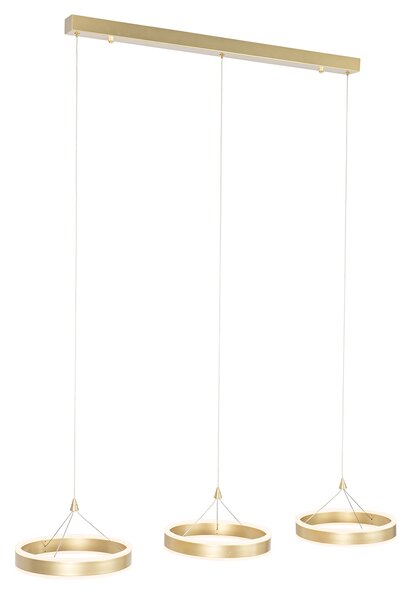 Lampada a sospensione in ottone rettangolare incl. LED dimmerabile a 3 livelli 3 luci - Lyani