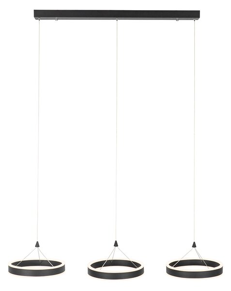 Lampada a sospensione nera oblunga incl. LED dimmerabile a 3 livelli 3 luci - Lyani