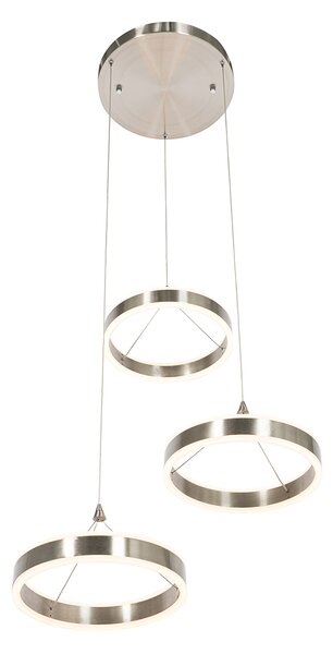 Lampada a sospensione in acciaio rotonda con LED dimmerabile a 3 livelli 3 luci - Lyani