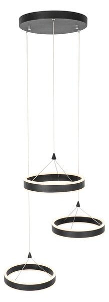 Lampada a sospensione nera rotonda con LED dimmerabile a 3 livelli 3 luci - Lyani