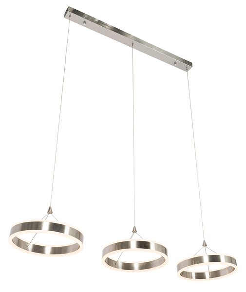 Lampada a sospensione in acciaio rettangolare con LED dimmerabile a 3 livelli 3 luci - Lyani