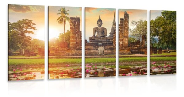 Quadri 5 pezzi – Statua di Buddha nel parco di Sukhothai