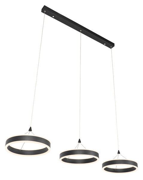 Lampada a sospensione nera oblunga incl. LED dimmerabile a 3 livelli 3 luci - Lyani