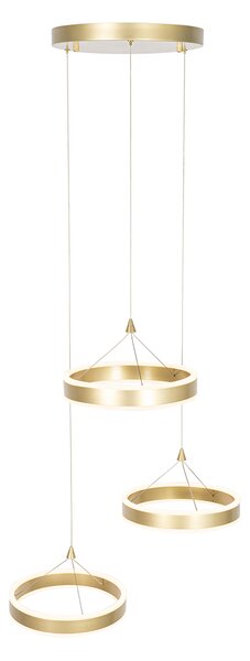 Lampada a sospensione rotonda in ottone con LED a 3 step dimmerabile 3 luci - Lyani