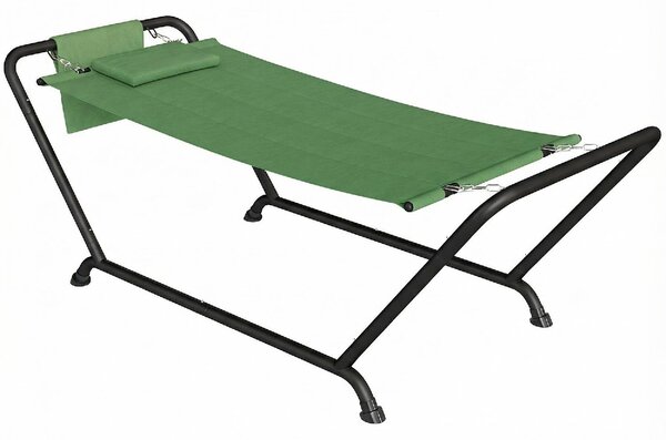 VivaGarden Amaca da Giardino con Supporto 237x90 cm Portata 150 Kg in Poliestere/Metallo colore Verde Scuro