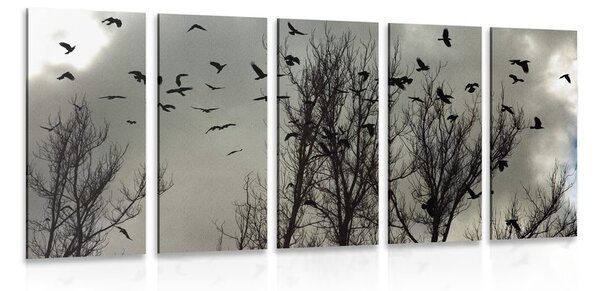 Quadri 5 pezzi – Stormo di corvi