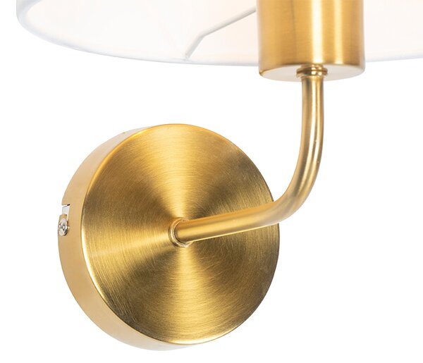 Applique da parete classica in tessuto oro con paralume bianco - Cas