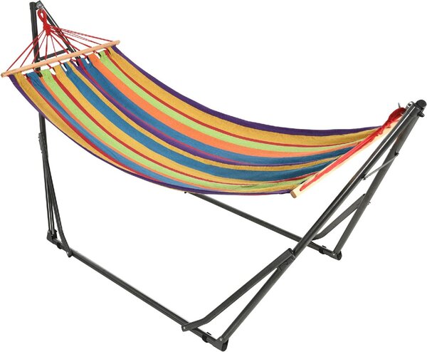 VivaGarden Amaca da Giardino Autoportante con Supporto Pieghevole in Cotone e Acciaio 270x100x94 cm Multicolore