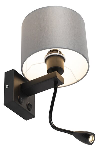 Applique moderna nera con paralume grigio - Brescia