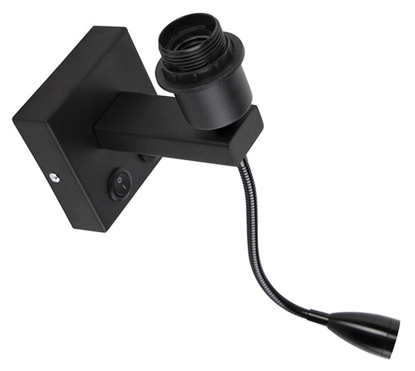 Lampada da parete moderna nera con braccio flessibile - Brescia Combi
