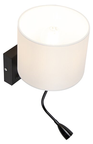 Lampada da parete moderna nera con paralume bianco - Brescia