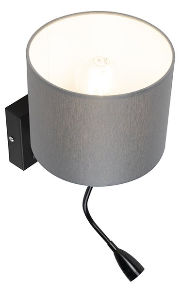 Applique moderna nera con paralume grigio - Brescia