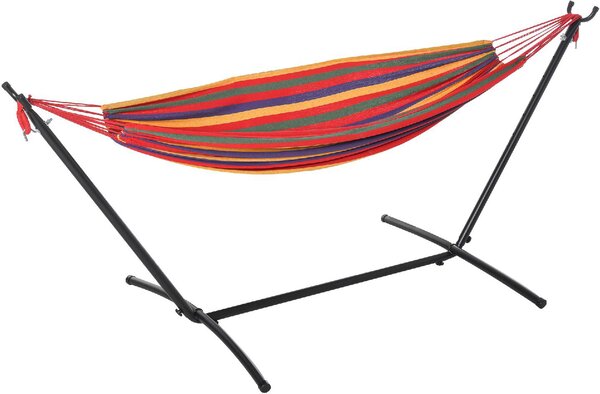 VivaGarden Amaca da Giardino con Supporto 285x118x110 cm Portata 150 Kg in Cotone colore Multicolore