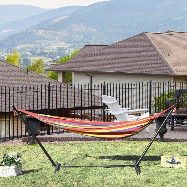 VivaGarden Amaca da Giardino con Supporto 285x118x110 cm Portata 150 Kg in Cotone colore Multicolore