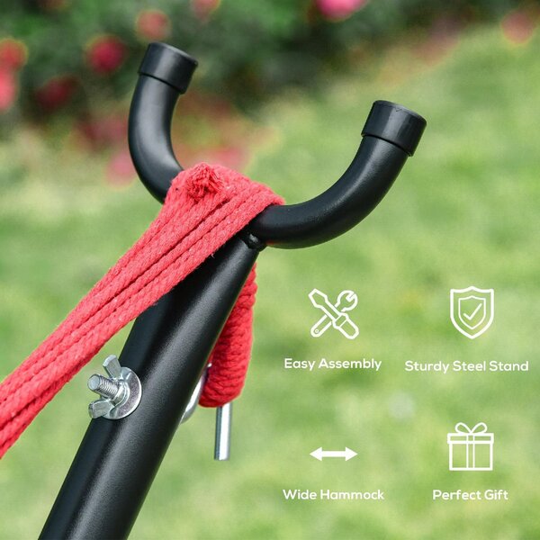 VivaGarden Amaca da Giardino con Supporto 285x118x110 cm Portata 150 Kg in Cotone colore Multicolore