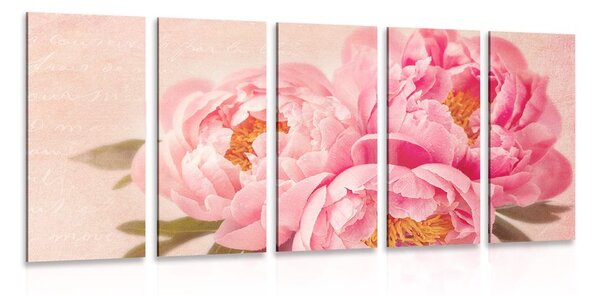 Quadri 5 pezzi – Peonia delicata