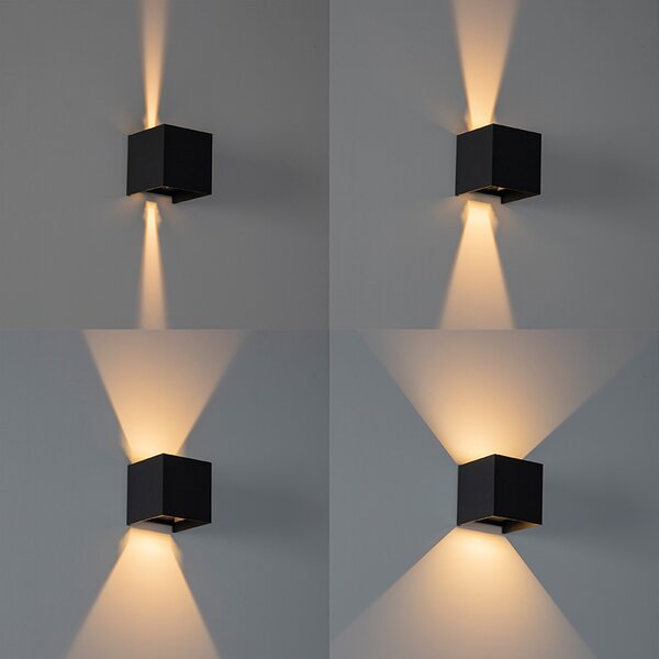 Lampada da parete per esterni nera con LED 2 luci IP54 - Edwin