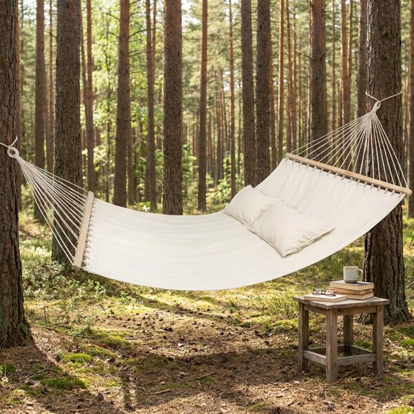 Brixo Amaca da Giardino Matrimoniale 200x150 cm con Cuscino in Cotone colore Beige - You and Me