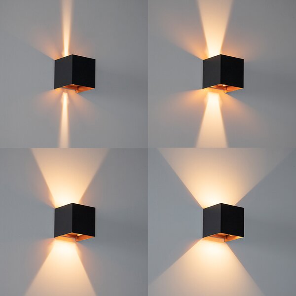 Applique da esterno nera con doratura incl. LED 2 luci IP54 - Edwin