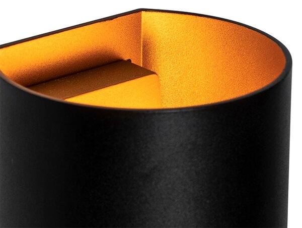 Applique da parete moderna nera con ottone - Sabbio