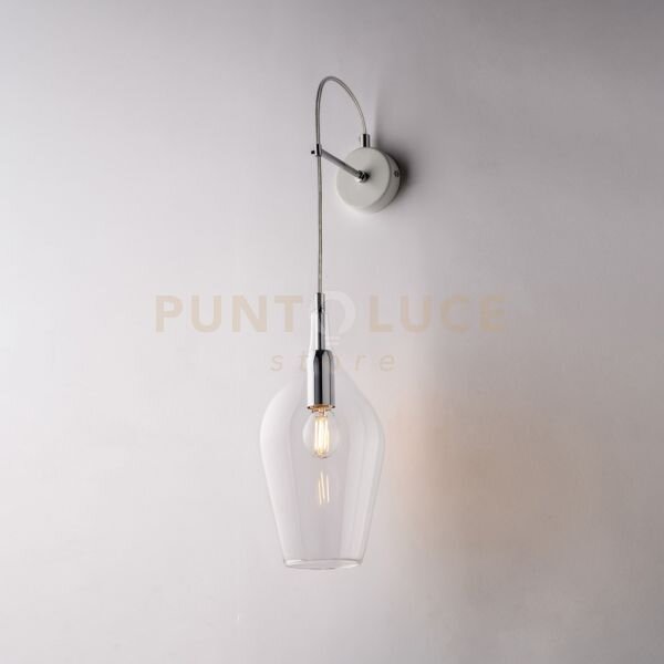 Applique in ferro con vetro trasparente pyrex 1 luce ares