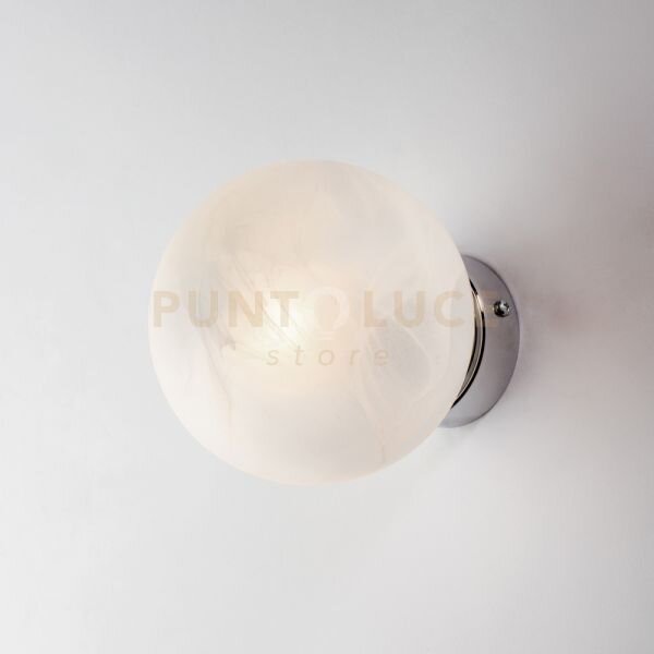 Applique in ferro cromato 1 luce con sfera dm.14 olaf