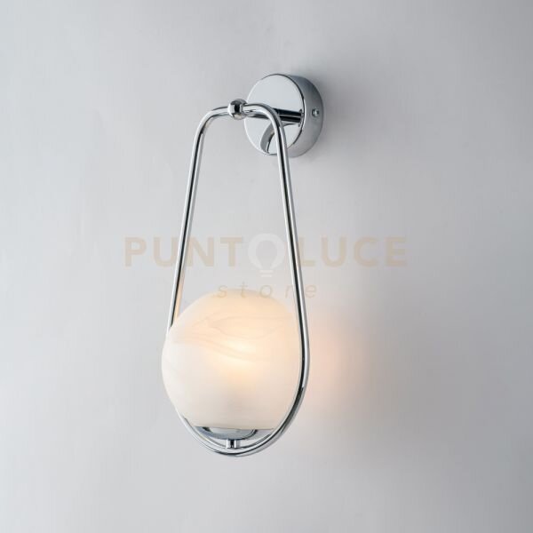 Applique in ferro cromato 1 luce con sfera dm.14 afrodite
