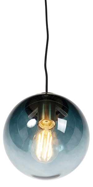 Lampada a sospensione Art Déco in ottone con vetro blu oceano 20 cm - Pallon