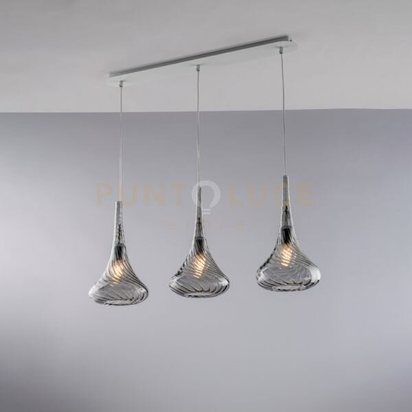 Binario in ferro con vetri grigio pyrex 3 luci nemesi