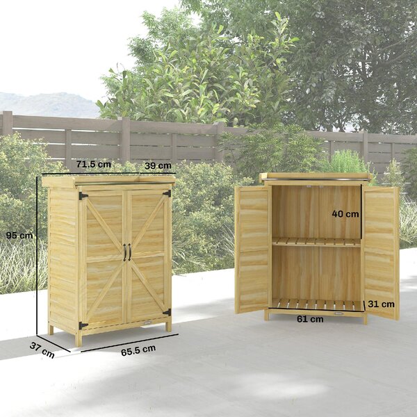 VivaGarden Armadietto da Esterno / Balcone in Legno 2 Ante 2 Ripiani Dimensioni 71.5x39x95 cm colore Legno