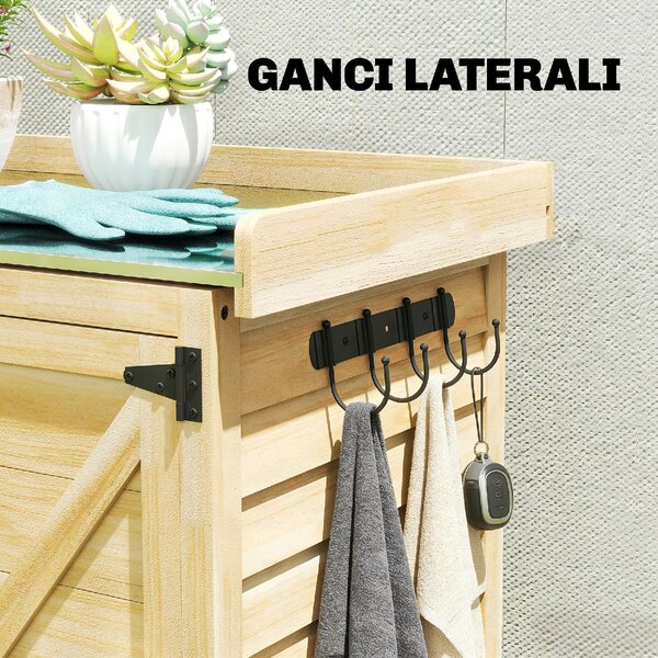 VivaGarden Armadietto da Esterno / Balcone in Legno 2 Ante 2 Ripiani Dimensioni 71.5x39x95 cm colore Legno