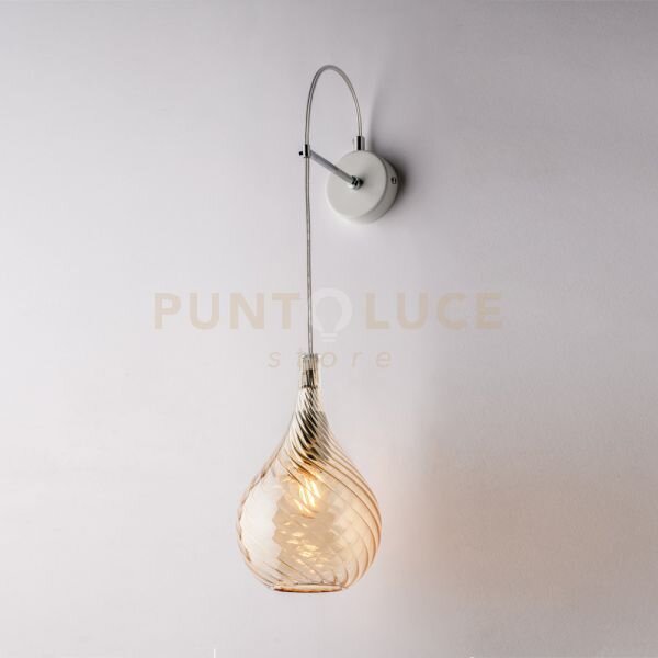 Applique in ferro con vetro ambra pyrex 1 luce pluvia