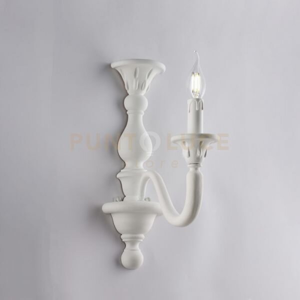 Applique in legno bianco shabby 1 luce lucca