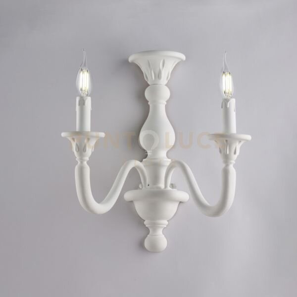 Applique in legno bianco shabby 2 luci lucca